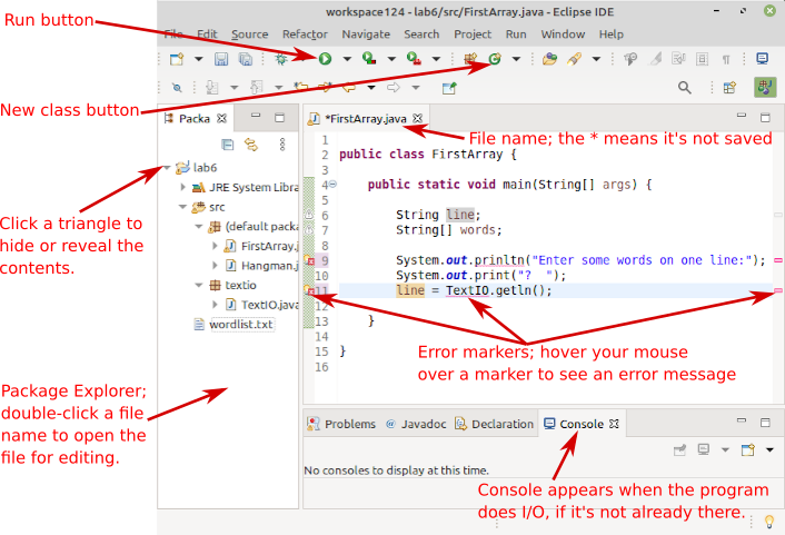 Eclipse Window showing Java Perspective