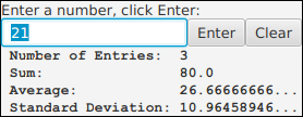 first, unattractive version of StatCalcGUI