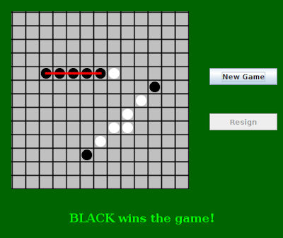 gomoku game showing a winning position