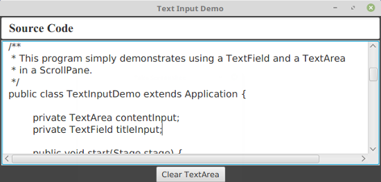 The window from sample program TextInputDemo.png